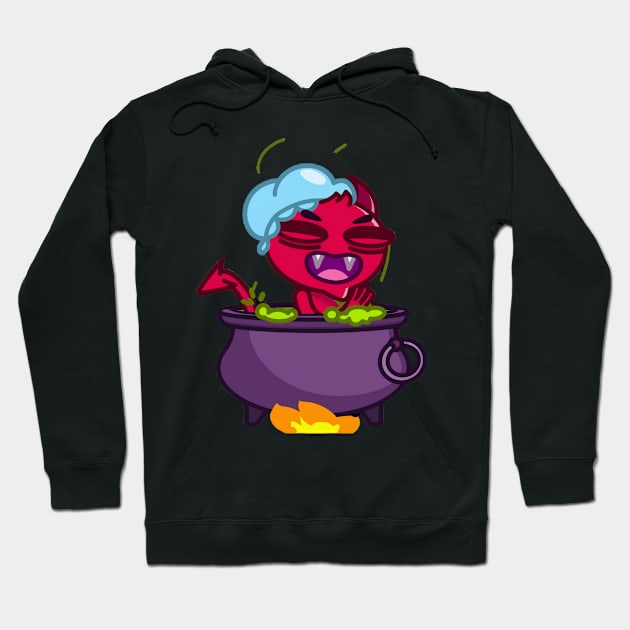 The Red Devil bathes in a pot of boiling water Hoodie by ManimeXP